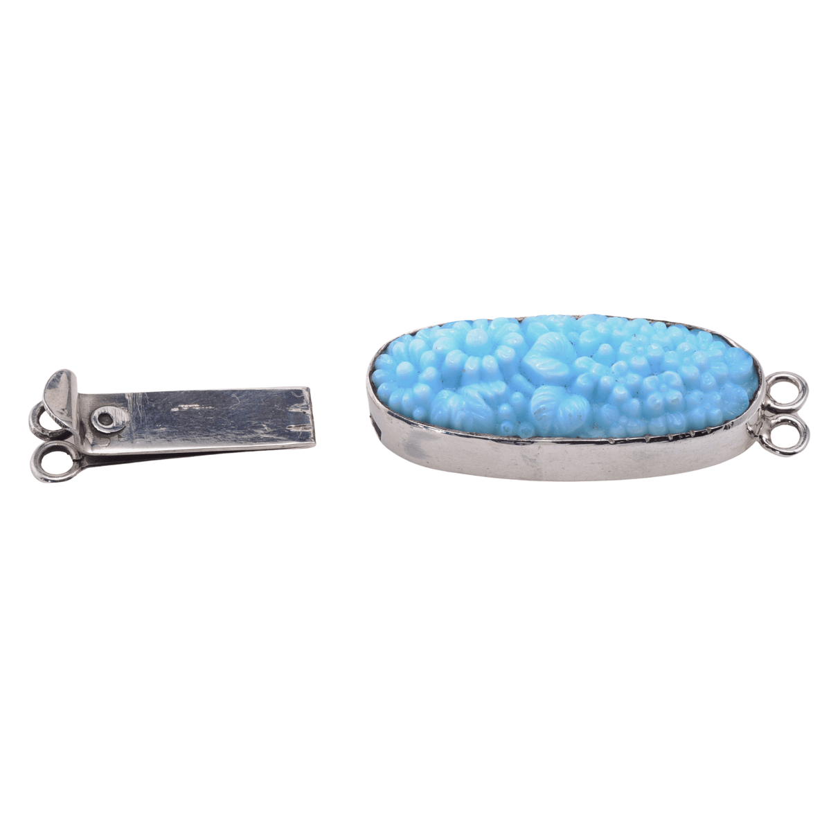 sterling silver セット Sterling Silver Box Clasp - Carved Turquoise | Continental