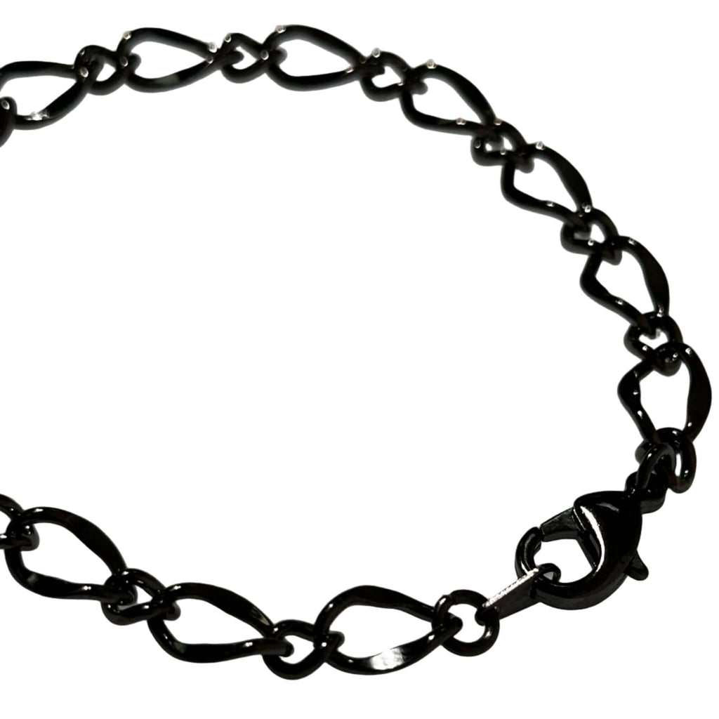 Close-up of the Figaro Style Chain Bracelet in Gunmetal showing detailed links.