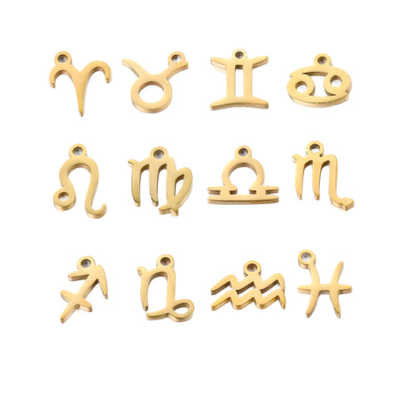 SSC10 Zodiac Symbol Charms Sold by the Piece Available in Stainless Steel and Waterproof Gold