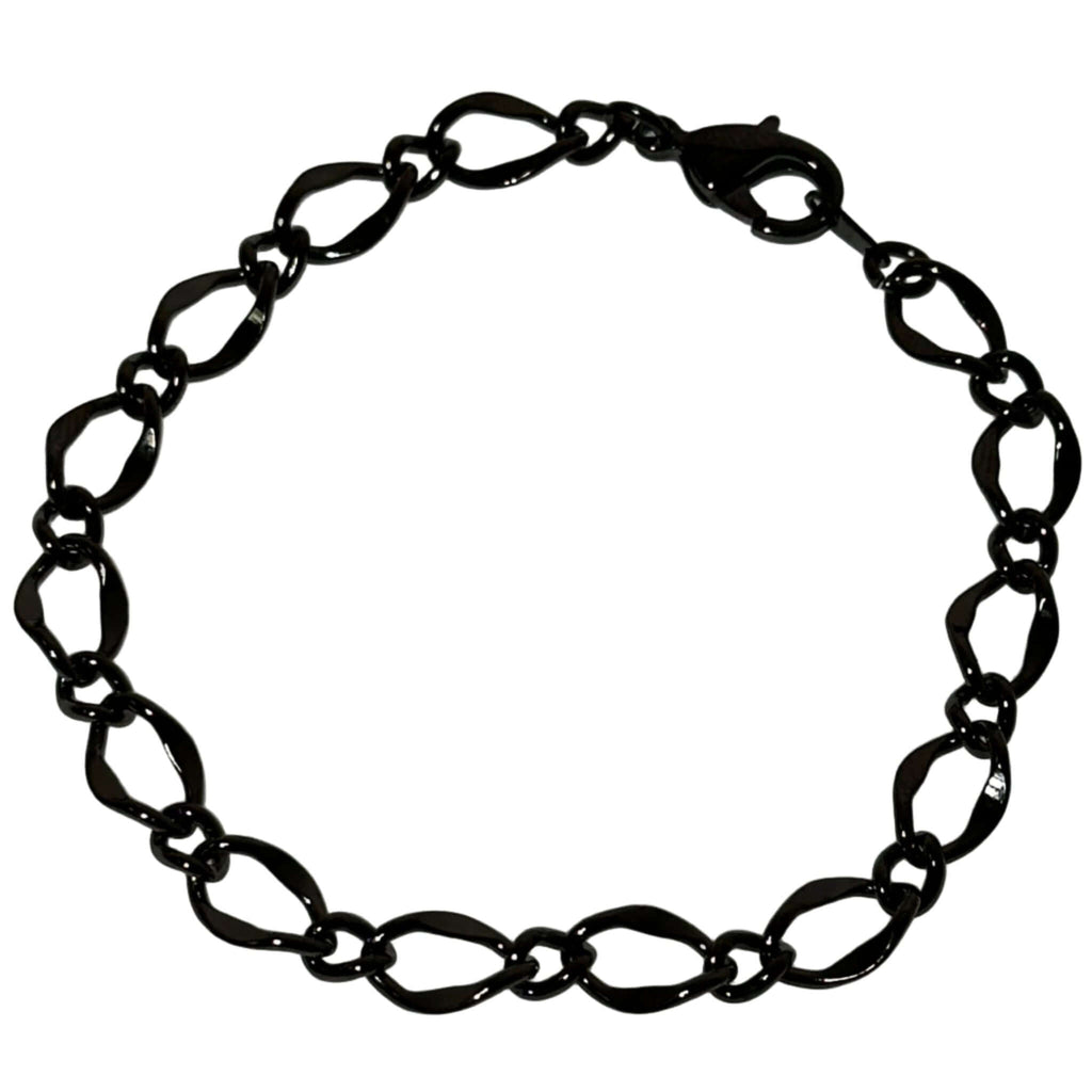 Close-up of the Figaro Style Chain Bracelet in Gunmetal showing detailed links.