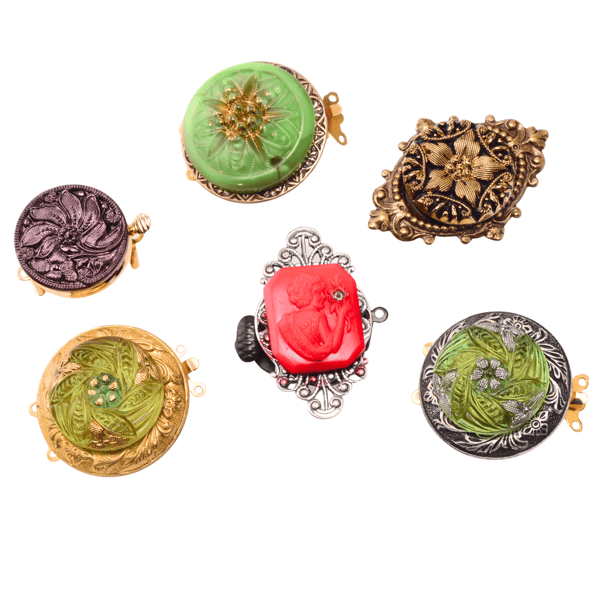 Czech Glass Button Clasp Set | Artisan Made | Continental