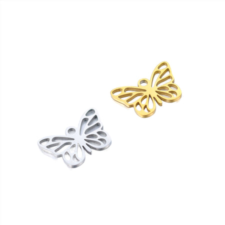 SSC7 10.5mm x 15mm Butterfly Charm With Filigree Styling Sold by the Piece Available in Stainless Steel and Waterproof Gold