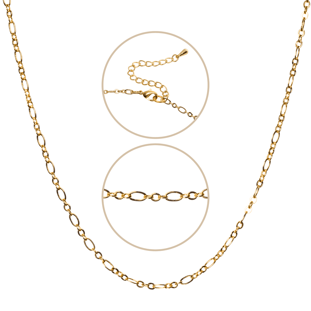 Alternating Cable Chain Necklace in Gold