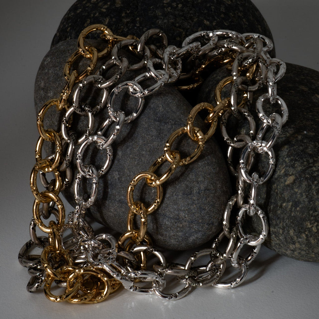 Oval Textured Cable Chain - 9.5mm x 12mm - Available in Multiple Colors - Sold by the Foot