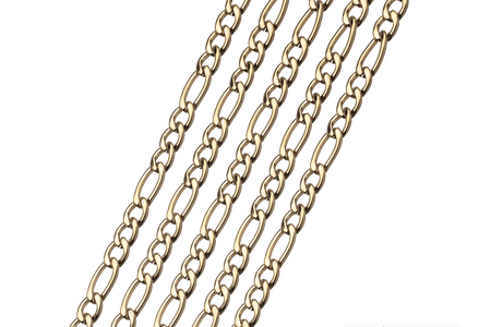 CH-124SS/G Permanent Waterproof Gold Stainless Steel Figaro Chain