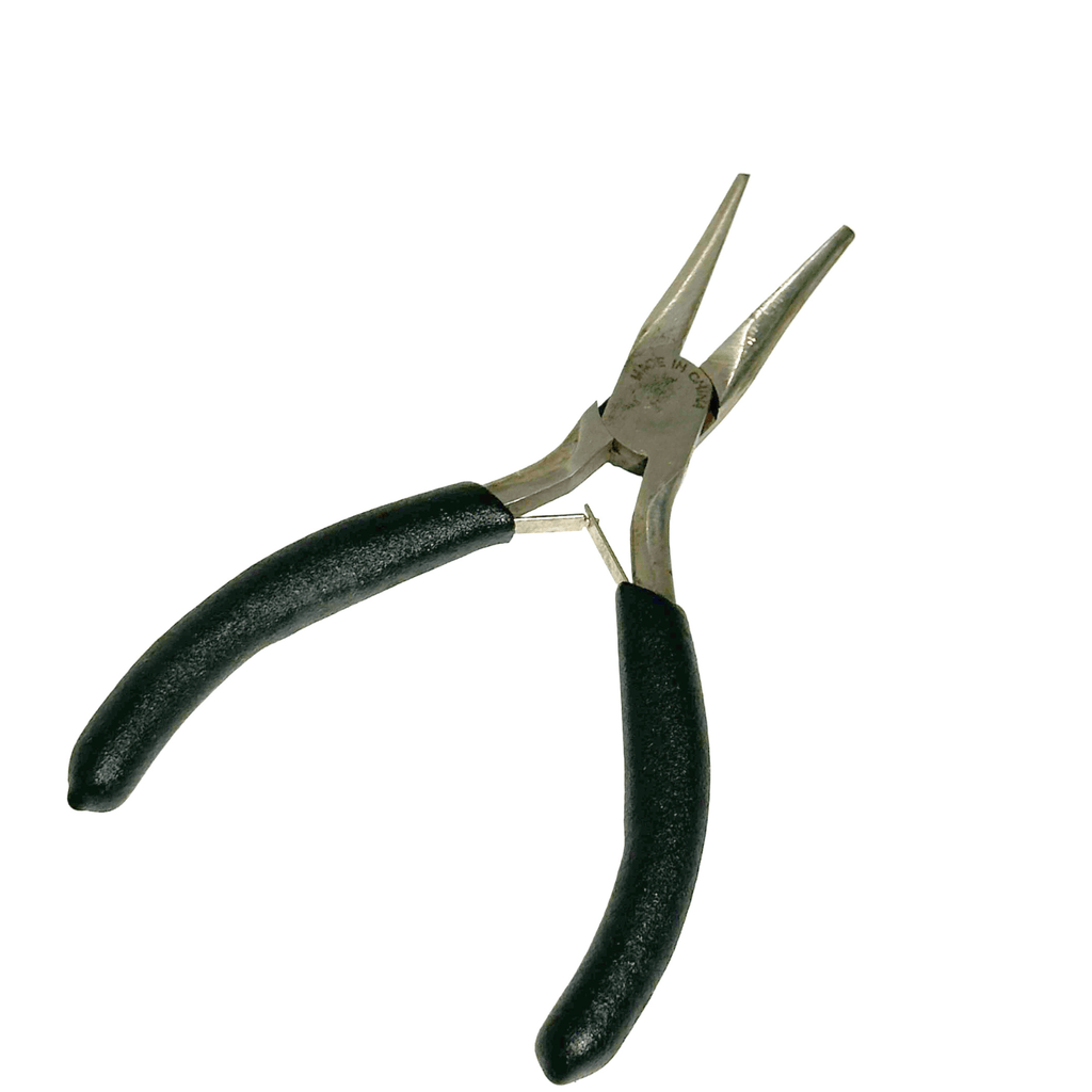 Pair of pliers with black handles on a white background