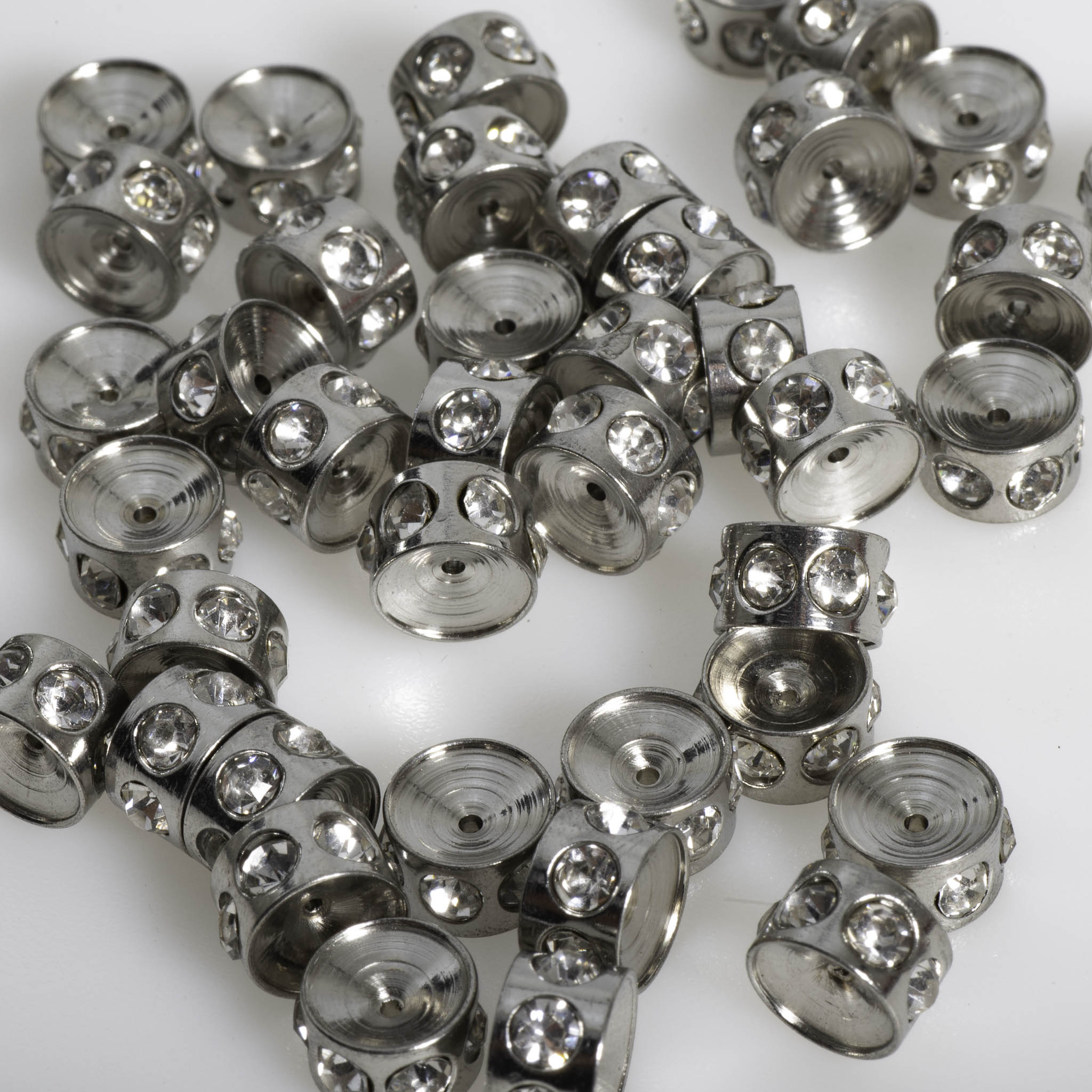 Stainless Steel Concave CZ Spacer Beads x 5mm 5mm x 8mm SB1S