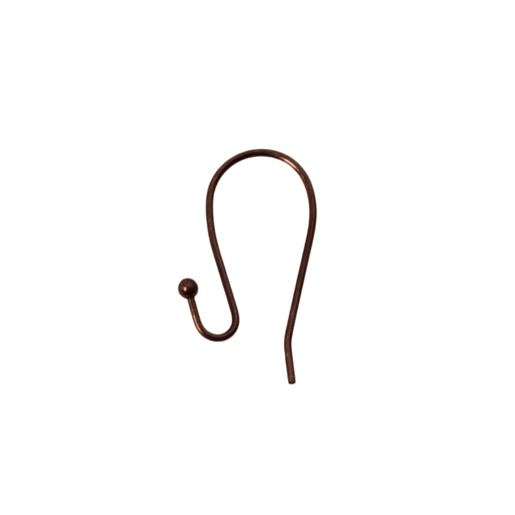 Ear Wire Kidney with 2mm Ball - Hypoallergenic Antique Copper - Sold by Dozen