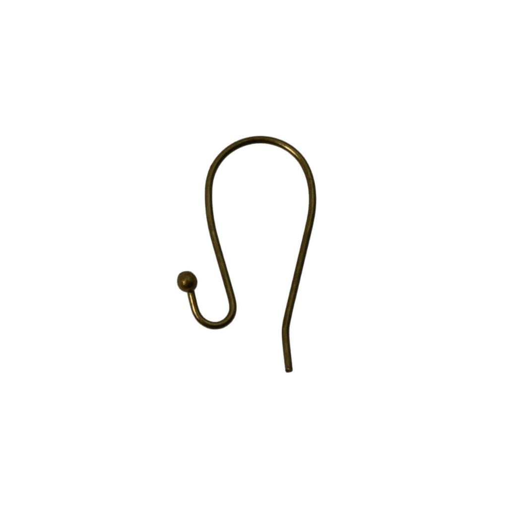 Ear Wire Kidney with 2mm Ball - Hypoallergenic Antique Brass - Sold by Dozen