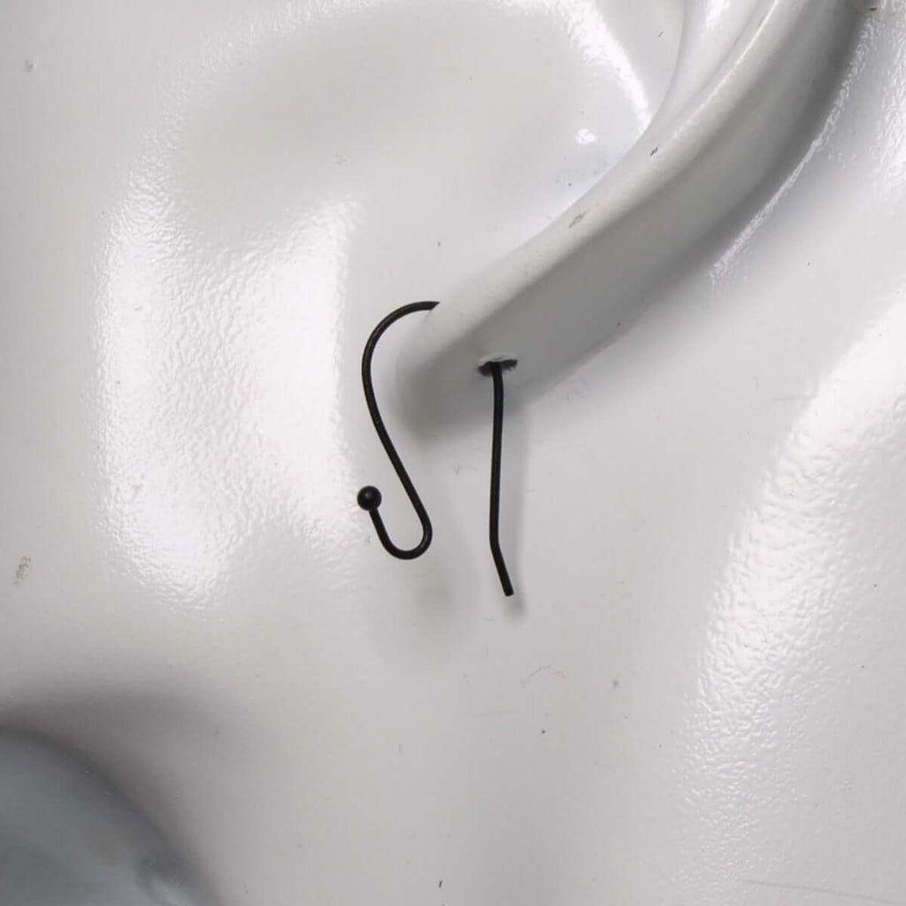 Ear Wire Kidney with 2mm Ball - Hypoallergenic Matte Black - Sold by Dozen