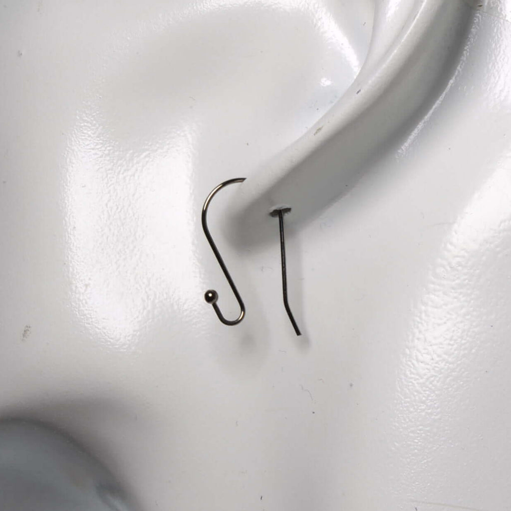 Ear Wire Kidney with 2mm Ball - Hypoallergenic Gunmetal - Sold by Dozen