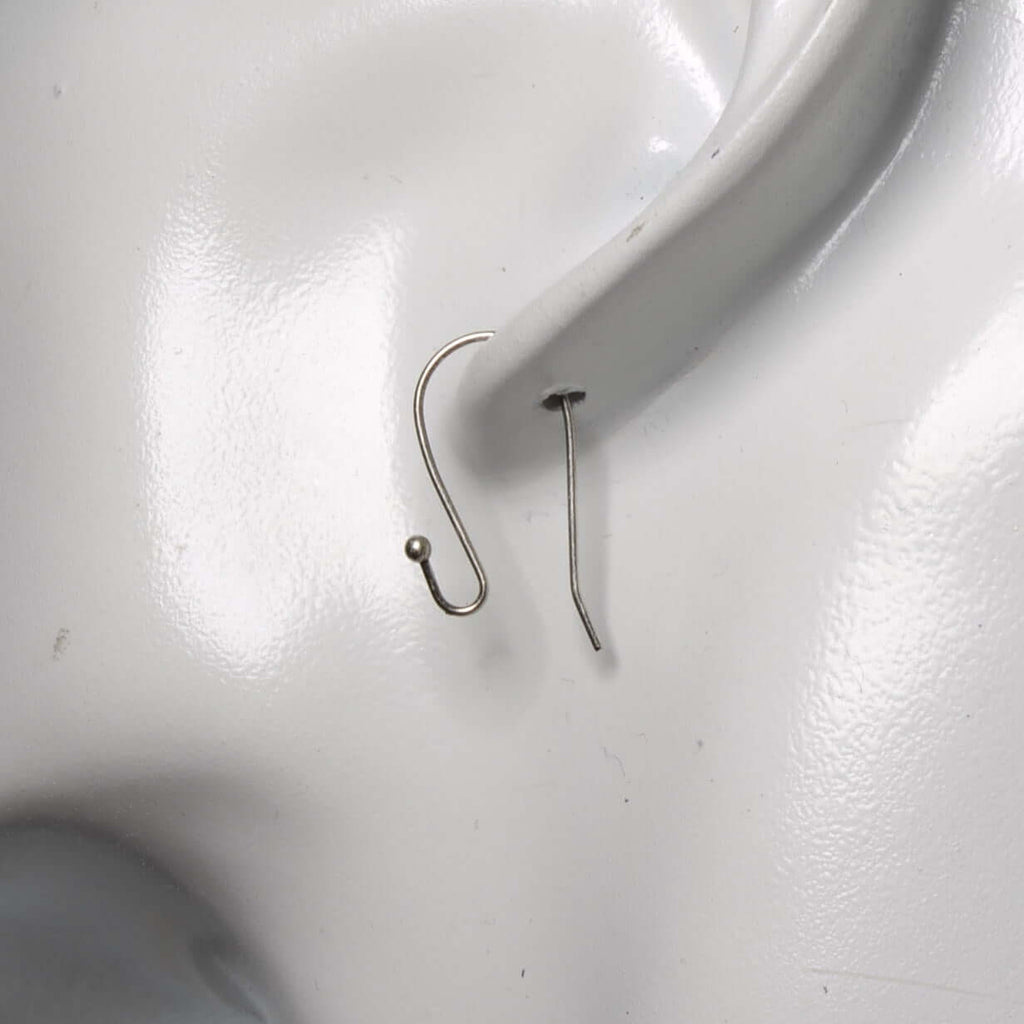 Ear Wire Kidney with 2mm Ball - Hypoallergenic Antique Silver - Sold by Dozen