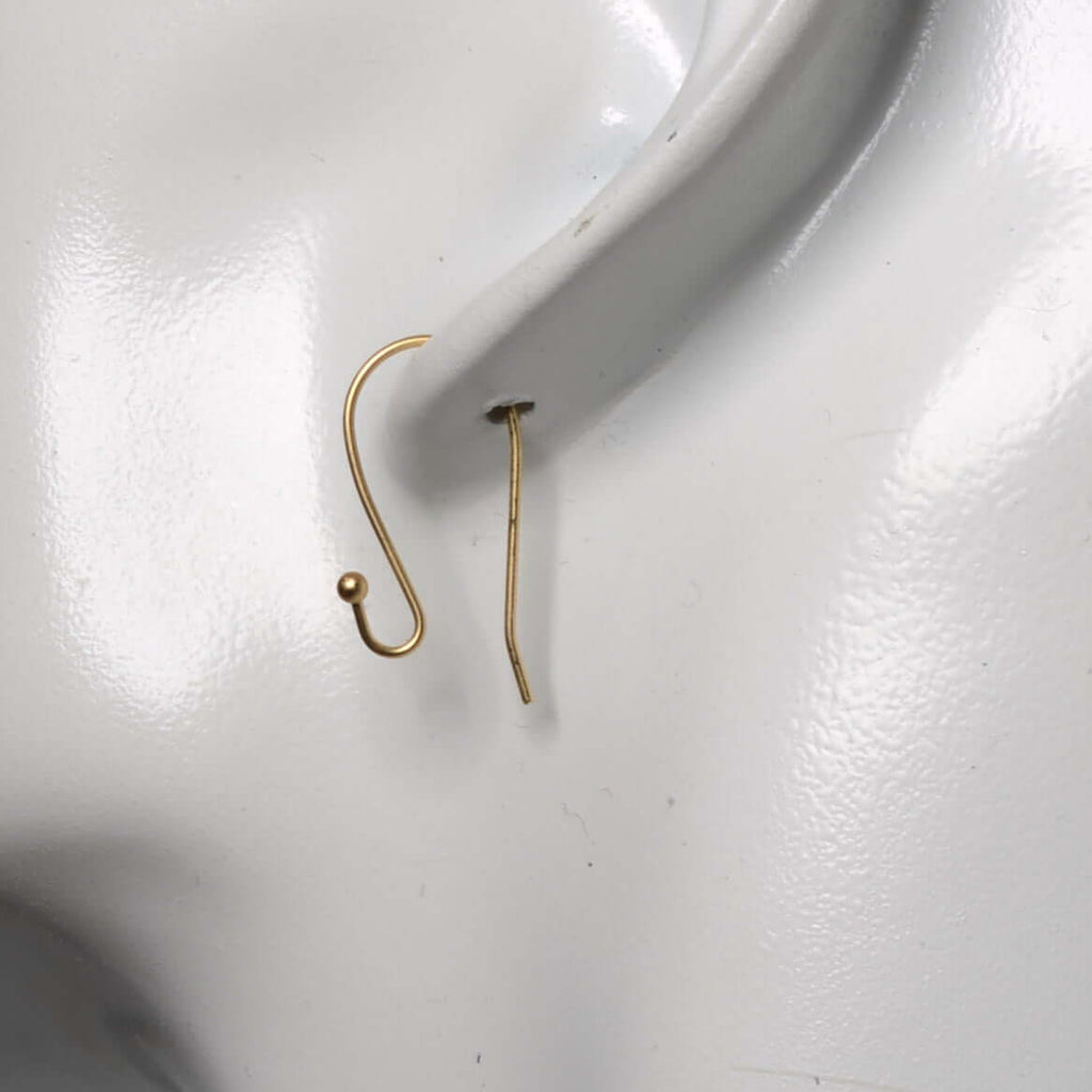 Ear Wire Kidney with 2mm Ball - Hypoallergenic Matte Gold - Sold by Dozen