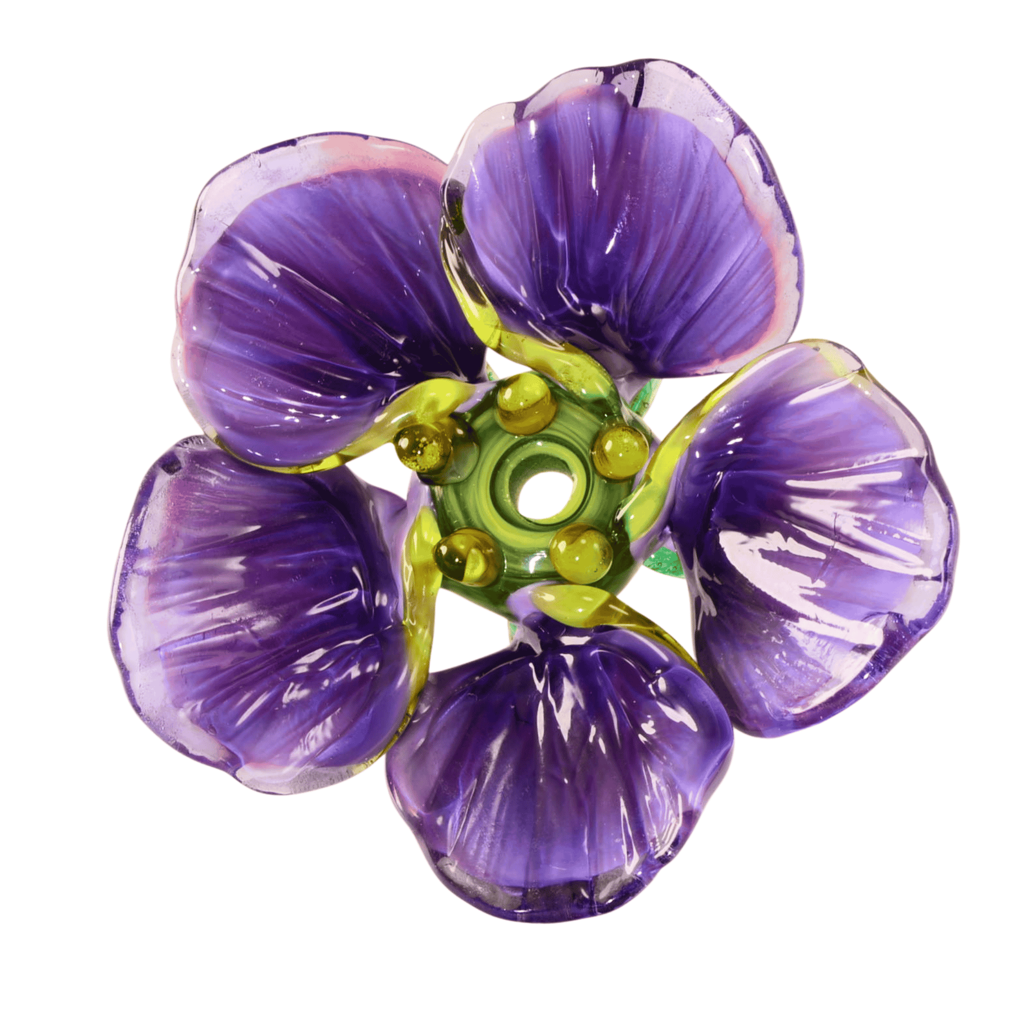 46mm Purple Lampwork Glass Flower Bead | Handmade Focal
