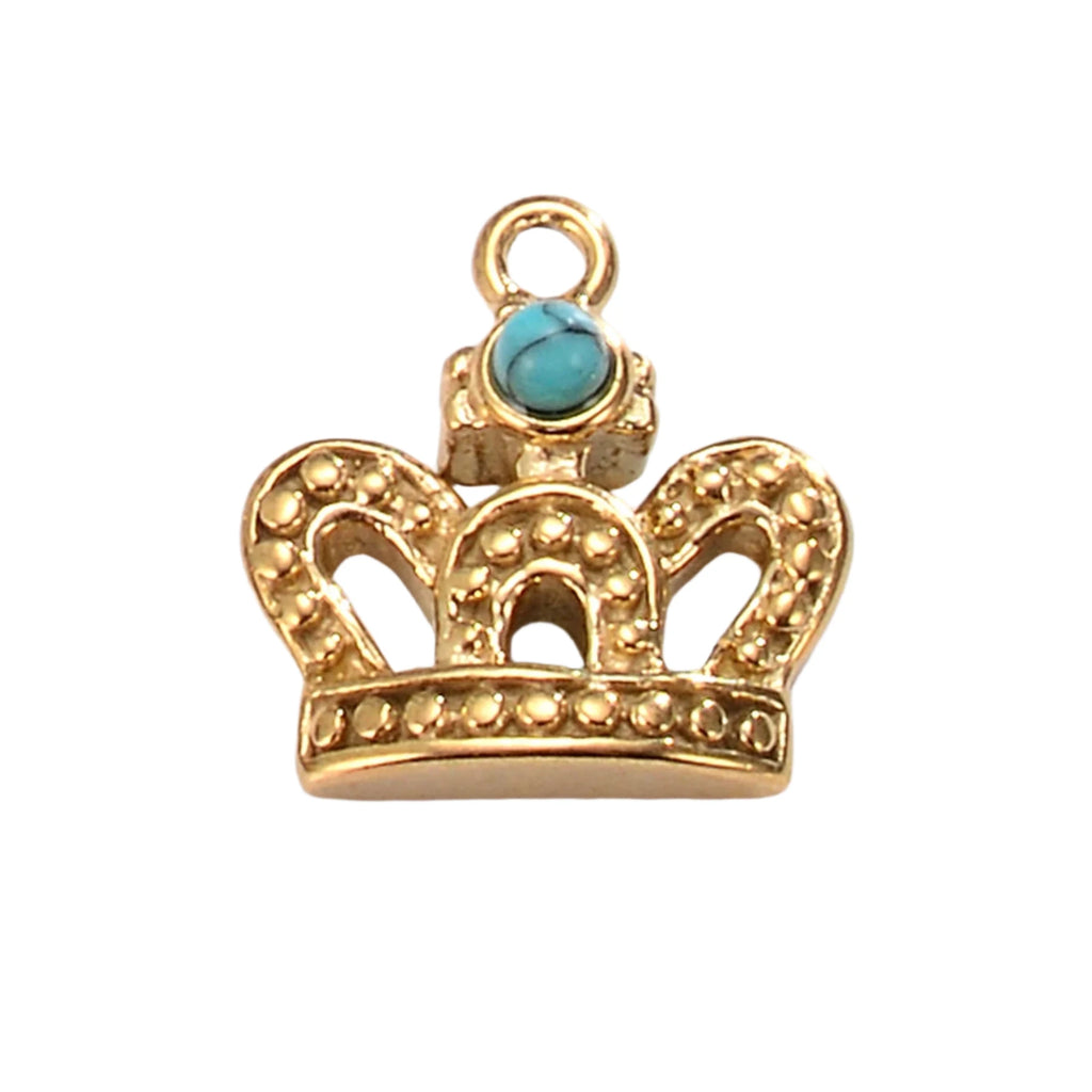 Waterproof Gold Crown Charm for jewelry making, sold individually. A003.