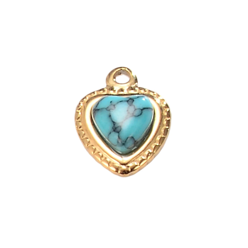 Waterproof Gold Heart Charm for jewelry making, sold individually. A003.