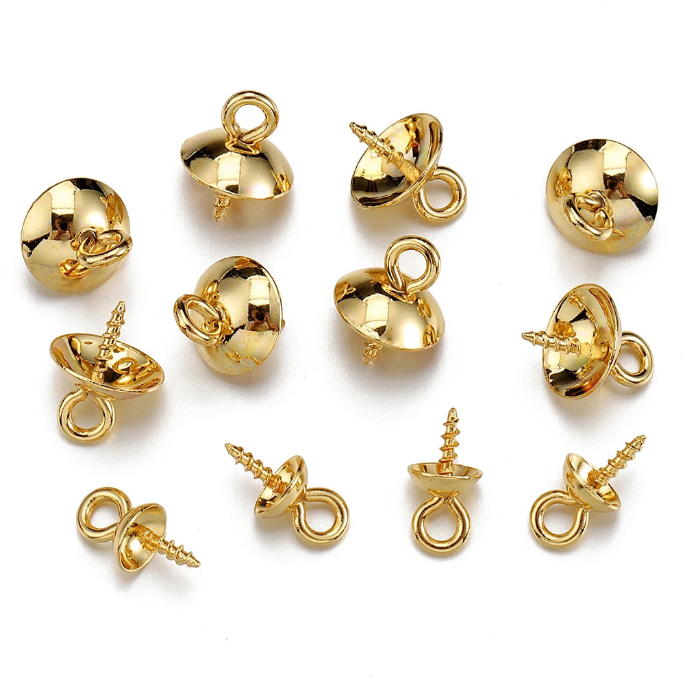 Screw Bail with Loop for Drilled Beads and Pendants in Waterproof Gold. A009.