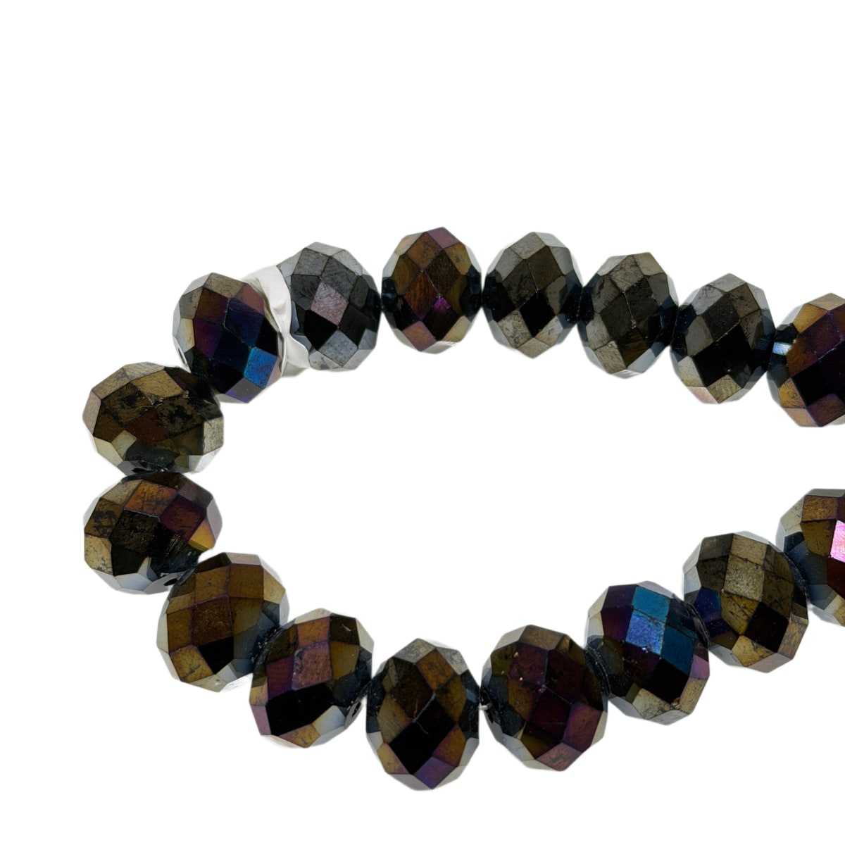 Czech Firepolished Glass Beads 16mm Black Rainbow AB - 18 Beads
