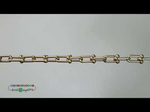 U Shaped Specialty Chain in Silver & Gold, 15.8mm x 7.2mm, CH 2606, sold by the foot, perfect for custom jewelry designs.