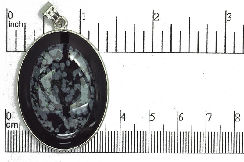 Semi Precious Pendant Snowflake Obsidian sp730 semi precious pendant Semi Precious Pendant SP730