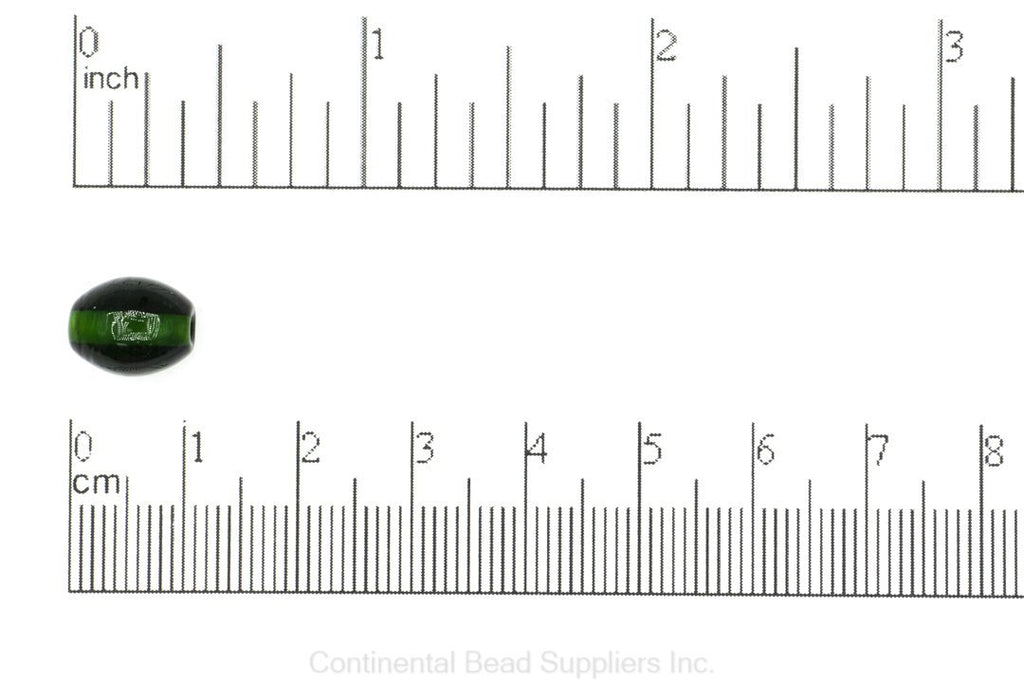 Glass Bead Emerald Oval Glass Bead INGLASS1 DARK GREEN #60
