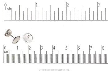 Post Earwire Stainless Steel EW23SS 8mm Round Post Earwire Earrings & Post Back EW23SS