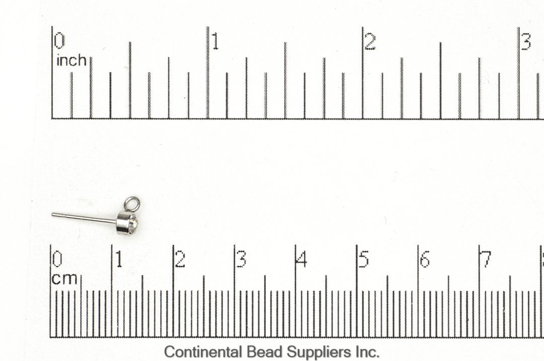 Post Earwire Stainless Steel EW4SS 4mm CZ Crystal Post Earwire Earrings & Post Back EW4SS