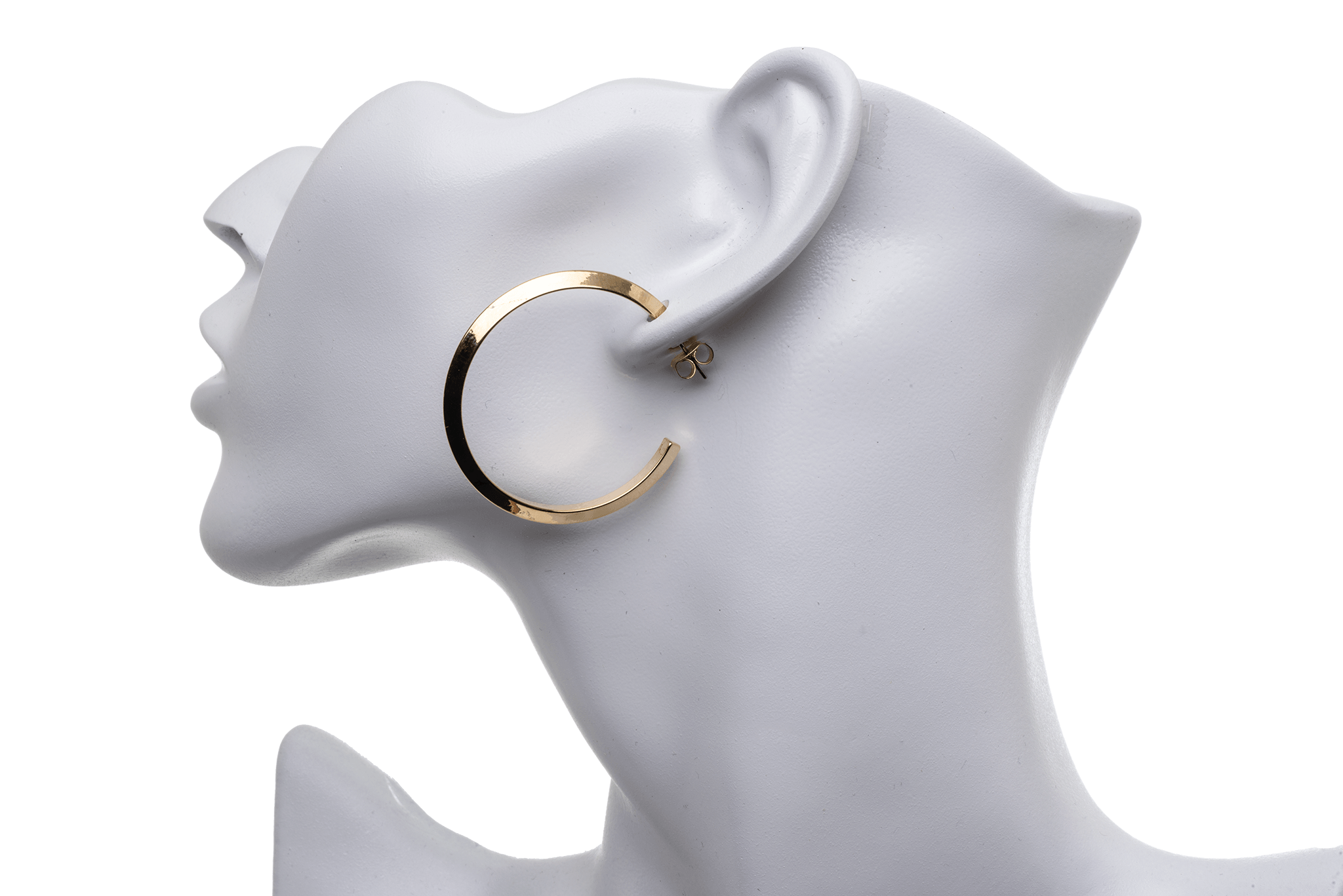 EW5017 Beveled 40mm Hoop Earrings with Earring Back
