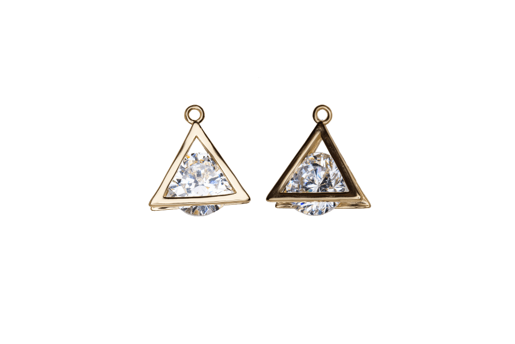 Triangular Cubic Zirconia Pendant for Jewelry Making in Gold