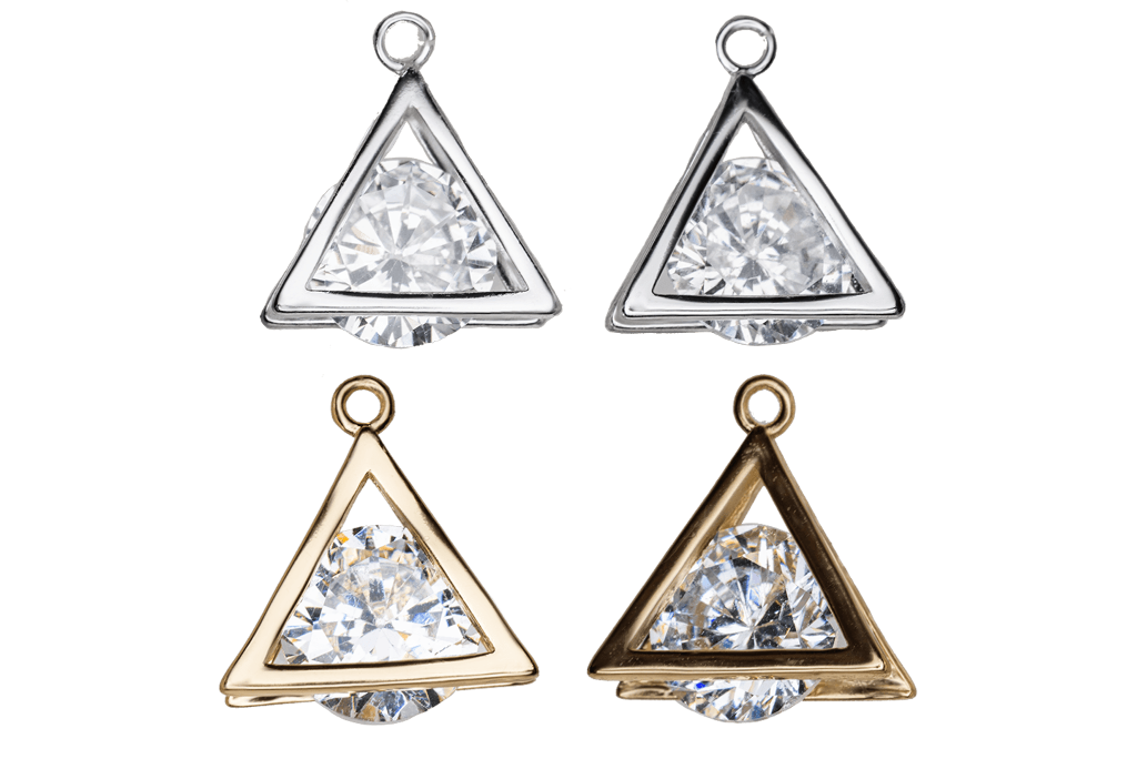 Triangular Cubic Zirconia Pendant for Jewelry Making 