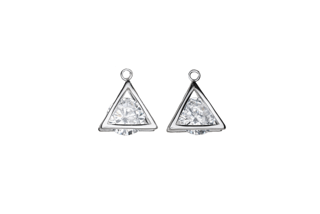 Triangular Cubic Zirconia Pendant for Jewelry Making in Silver