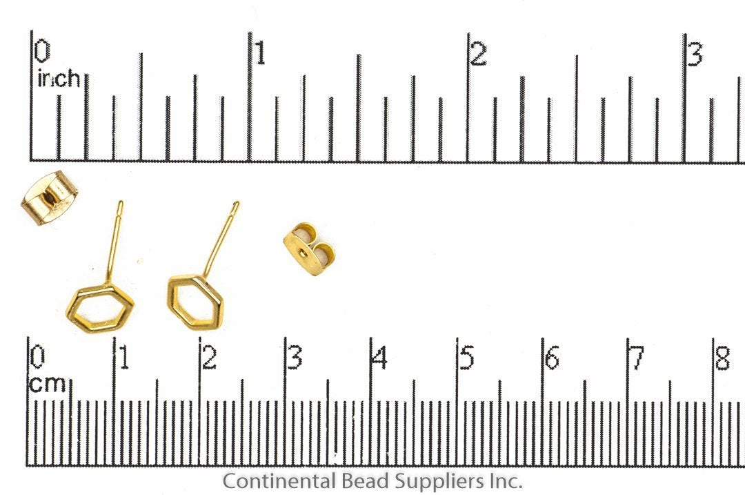 Earring Satin Hamilton Gold KE16 Hexagon Earring KE-16SHG