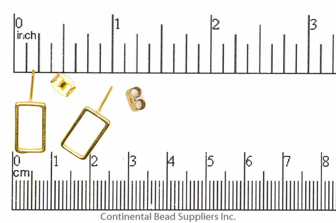 Earring Satin Hamilton Gold KE17 Rectangle Earring KE-17SHG