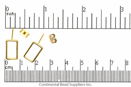 Earring Satin Hamilton Gold KE17 Rectangle Earring KE-17SHG