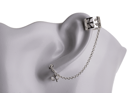 KE-33 Earring Cuff with Chain, Post and Earnut