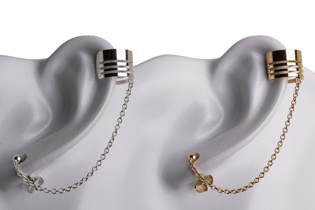 KE-36 Earring Cuff with Chain, Post and Earnut