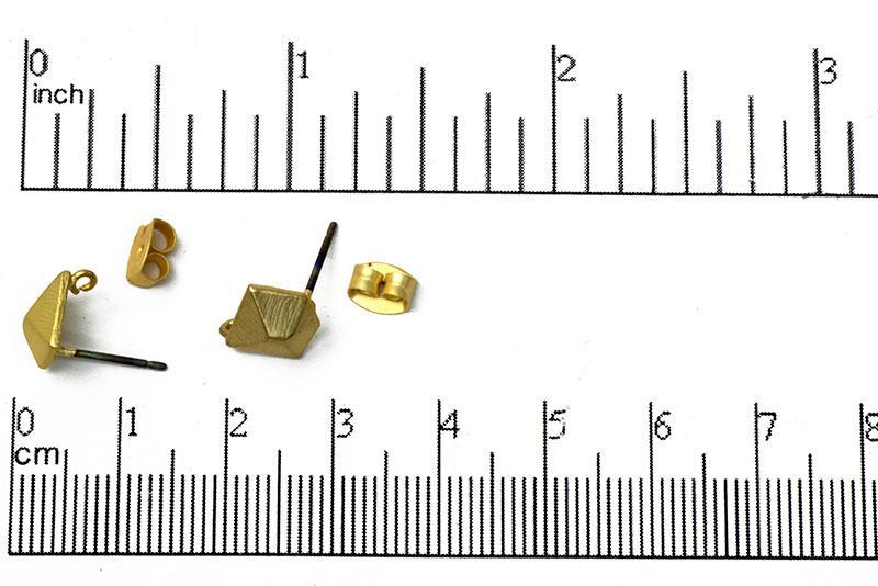 Earring Satin Hamilton Gold KE5 Faceted Pentagon Earring Post KE-5SHG