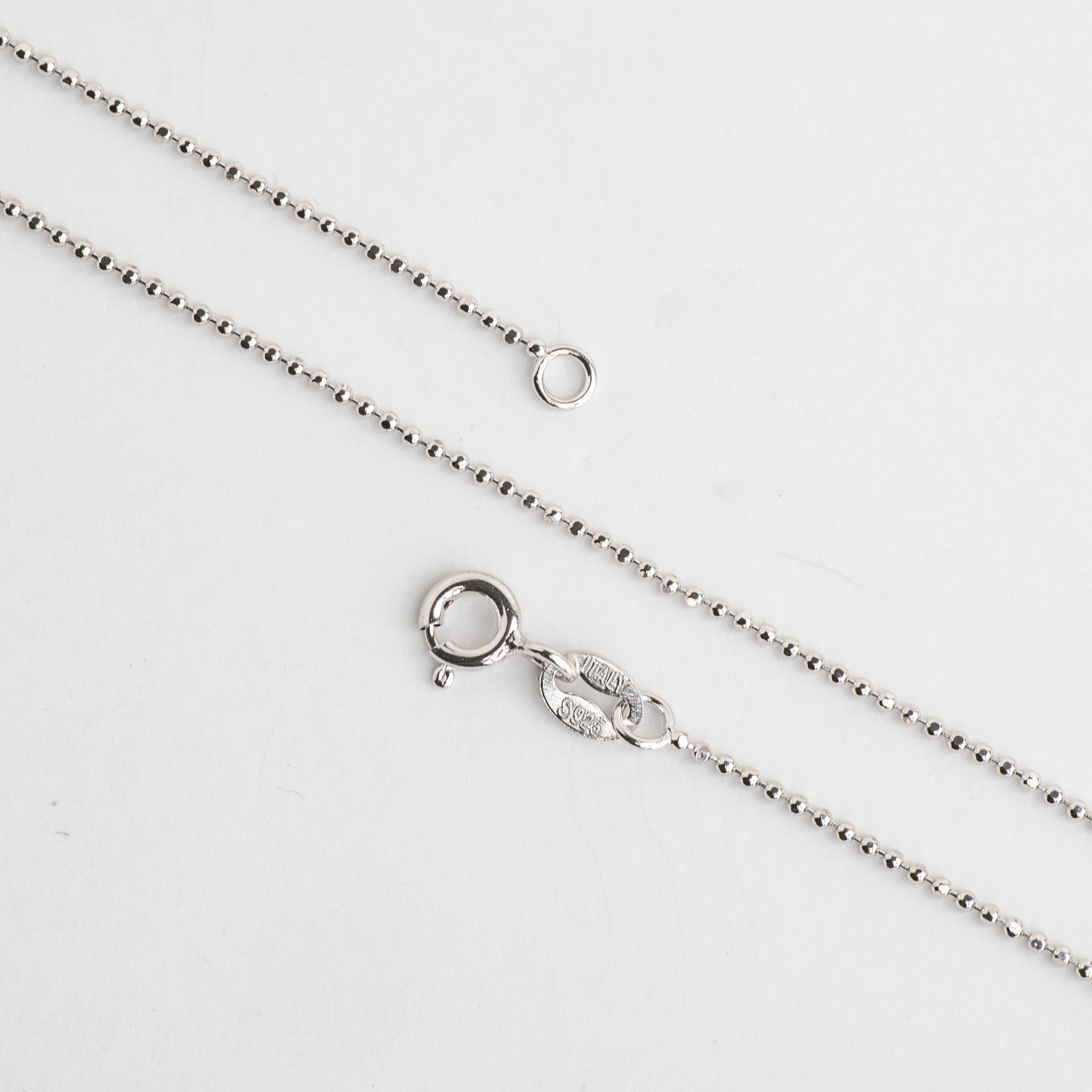 Necklace 16 inch N4ST 1mm Ball Chain Sterling Silver Necklace With Spring Ring Clasp Available in 3 Sizes Made in Italy .925 Sterling Silver N4ST16