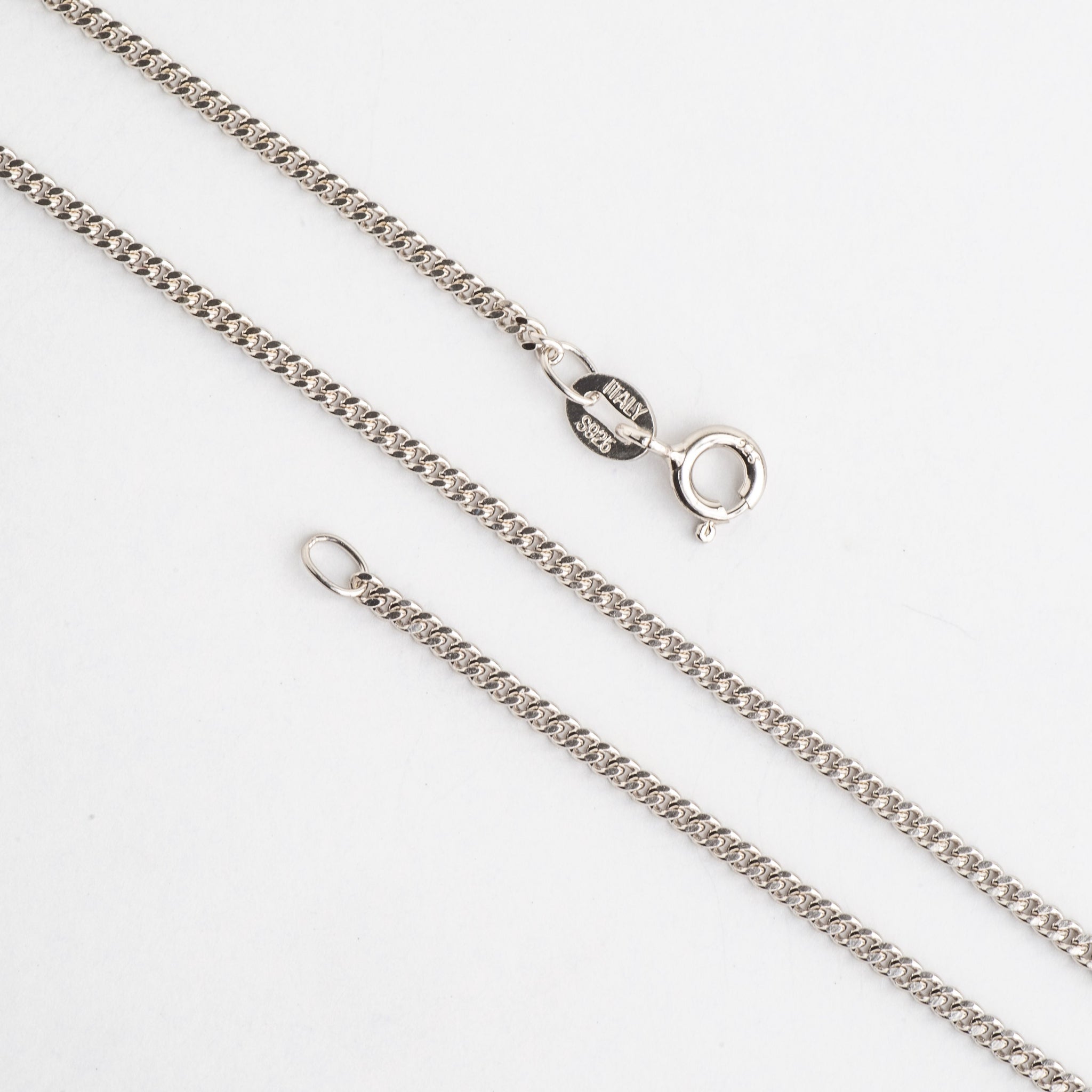 Necklace 16 inch N5ST 1.75mm Curb Chain Sterling Silver Necklace With Spring Ring Clasp Available in 2 Sizes Made in Italy .925 Sterling Silver 1.75mm Curb Chain .925 Sterling Silver Necklace With Spring Ring Clasp  N5ST16