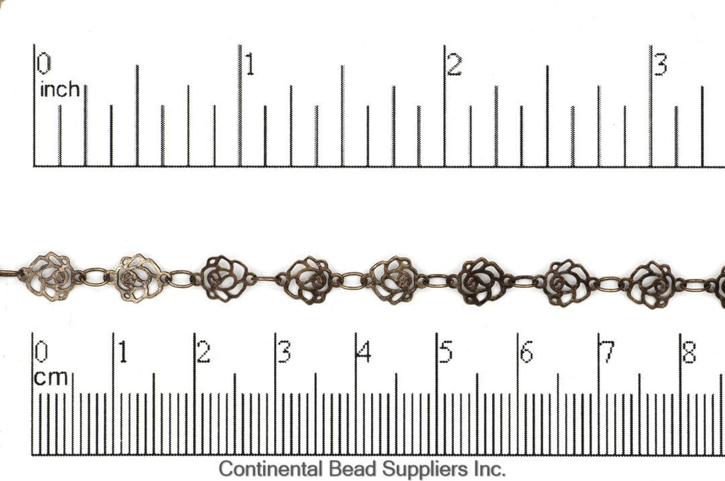 Specialty Chain Antique Copper CH-921 Delicate Rose Link Chain CH-921AC