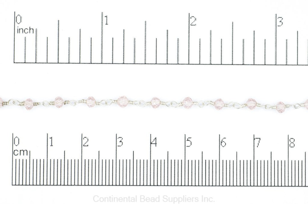 Specialty Chain Pink CH-151 Specialty Beaded Crystal Rosary Chain CH-151PINK