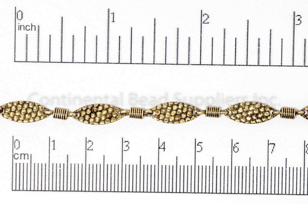 Bumpy Textured Oval Chain - Brass - Sold by the Foot
