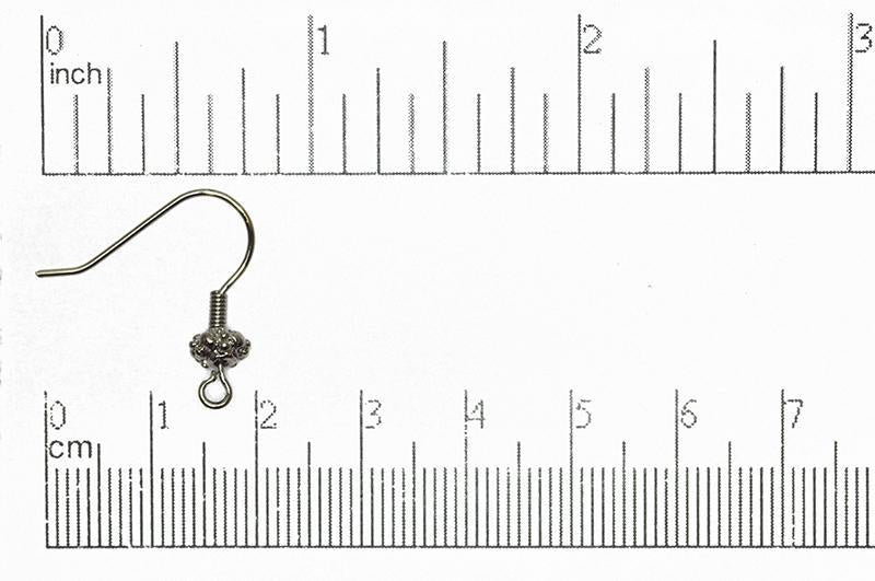 French Ear Wire Gunmetal EW5004 French Ear Wire with Bead EW5004B